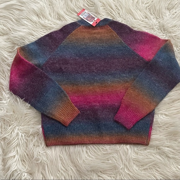 BB Dakota By Steve Madden Dark Rainbow Fuzzy Ombré Sweater - Picture 4 of 4